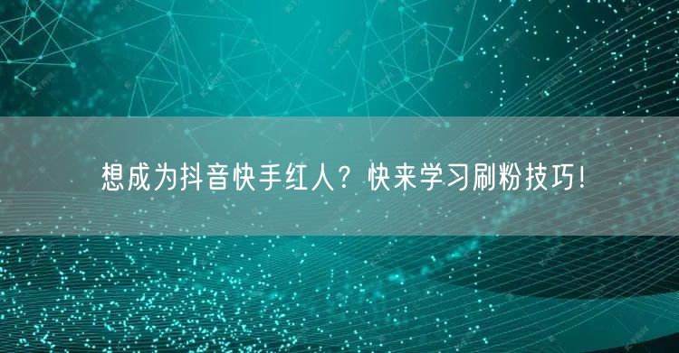 想成为抖音快手红人？快来学习刷粉技巧！