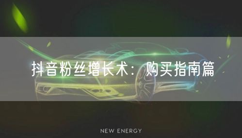 抖音粉丝增长术：购买指南篇