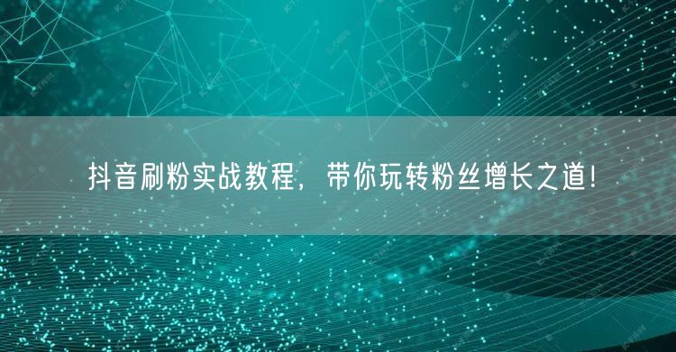 抖音刷粉实战教程，带你玩转粉丝增长之道！