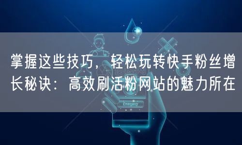 掌握这些技巧，轻松玩转快手粉丝增长秘诀：