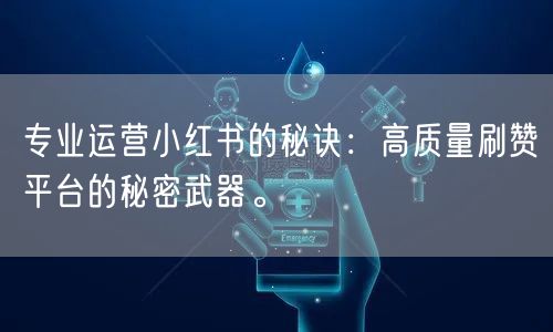 专业运营小红书的秘诀：高质量刷赞平台的秘