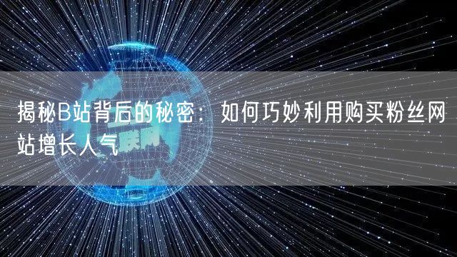 揭秘B站背后的秘密：如何巧妙利用购买粉丝网站增长人气