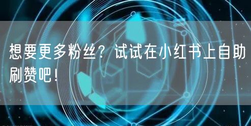 想要更多粉丝？试试在小红书上自助刷赞吧！