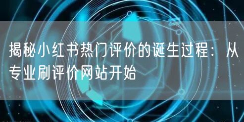 揭秘小红书热门评价的诞生过程：从专业刷评价网站开始
