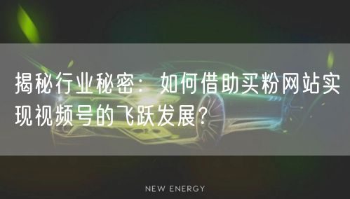 揭秘行业秘密：如何借助买粉网站实现视频号的飞跃发展？