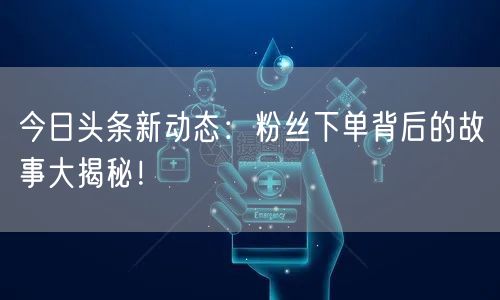 今日头条新动态：粉丝下单背后的故事大揭秘！