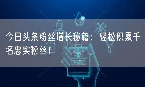 今日头条粉丝增长秘籍：轻松积累千名忠实粉丝！