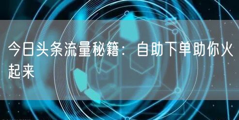 今日头条流量秘籍：自助下单助你火起来