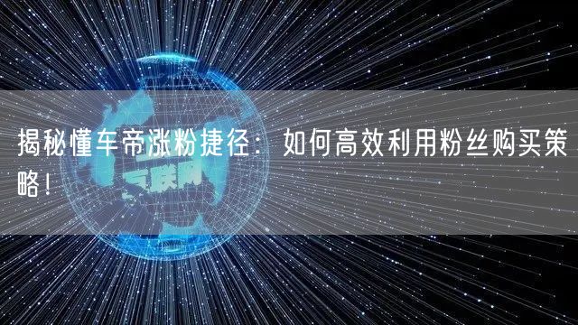 揭秘懂车帝涨粉捷径：如何高效利用粉丝购买策略！