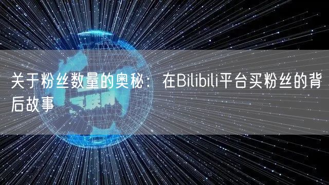 关于粉丝数量的奥秘：在Bilibili平台买粉丝的背后故事