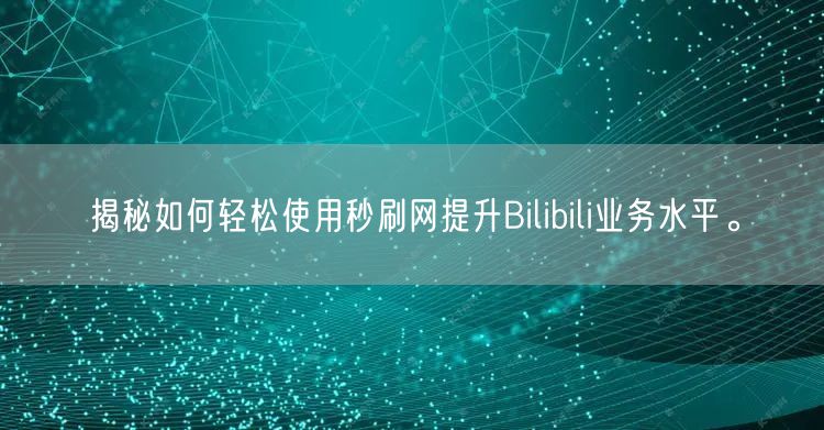揭秘如何轻松使用秒刷网提升Bilibili业务水平。