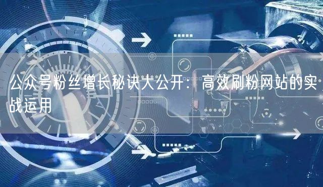 公众号粉丝增长秘诀大公开：高效刷粉网站的实战运用