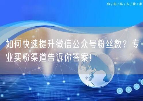 如何快速提升微信公众号粉丝数？专业买粉渠道告诉你答案！