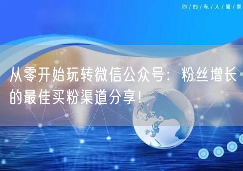 从零开始玩转微信公众号：粉丝增长的最佳买
