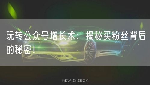 玩转公众号增长术：揭秘买粉丝背后的秘密！