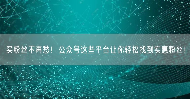 买粉丝不再愁！公众号这些平台让你轻松找到实惠粉丝！