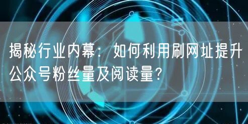 揭秘行业内幕：如何利用刷网址提升公众号粉丝量及阅读量？